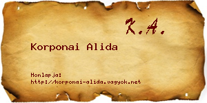Korponai Alida névjegykártya